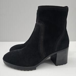 Blondo Raniah Ankle Boot Womens 7.5 Black Suede Waterproof Block Heel Dressy
